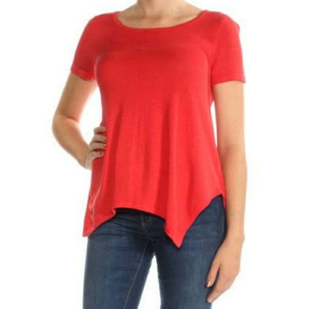 Lauren Ralph Lauren Knit Top Red Short Sleeve Size M New